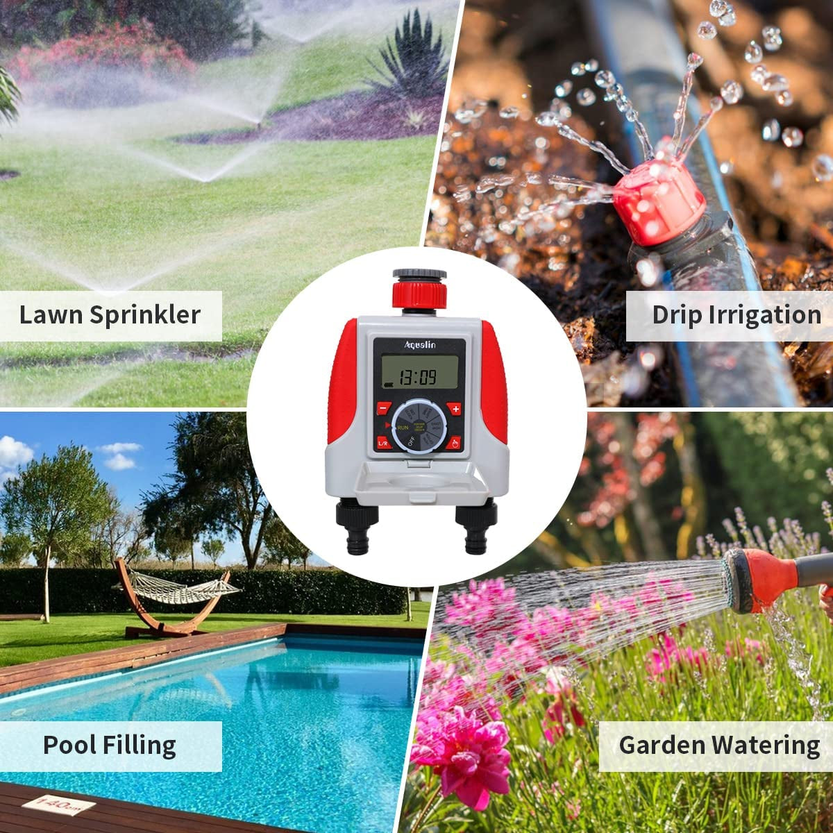 Two Outlets Electronic Hose Tap Water Timer Garden Irrigation System Controller Watering Computer Waterproof