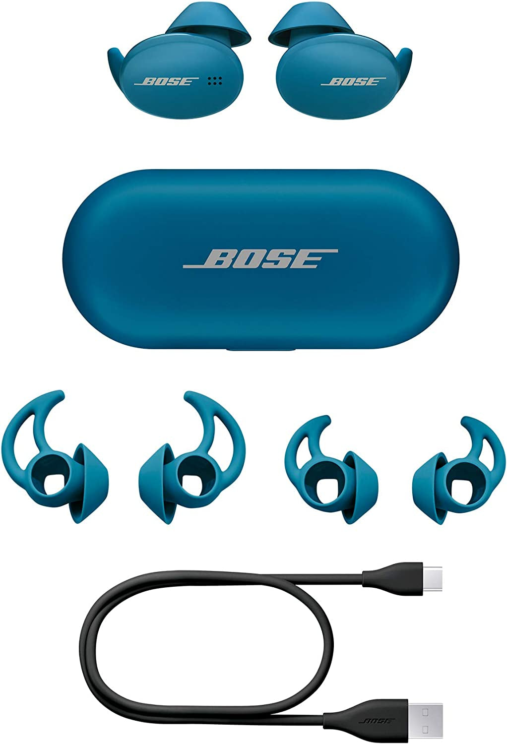 Sport Earbuds—True Wireless Earphones—Bluetooth Headphones for Workouts and Running—Baltic Blue