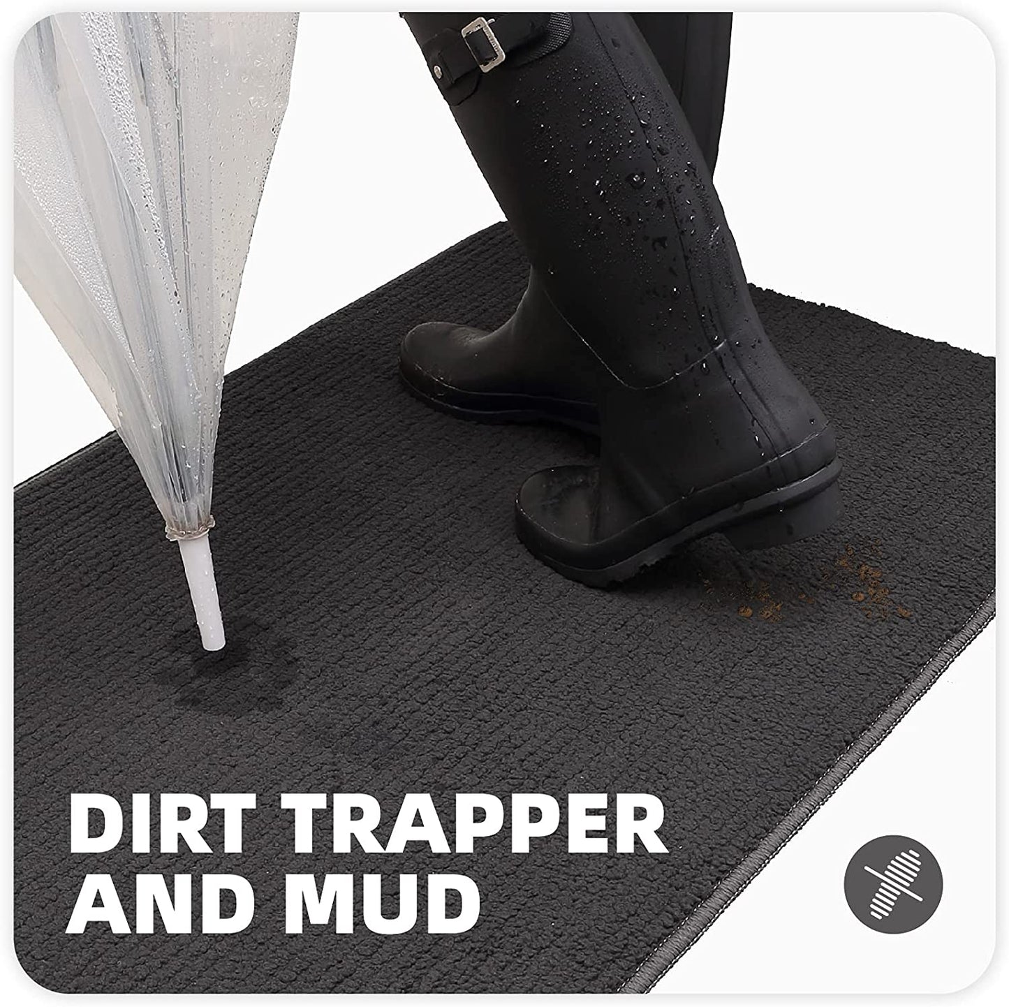 Color G Door Mat 50 X 80 Cm, Doormat Dirt Trapper Non-Slip, Machine Washable, Soft, Absorbent Entrance Rug Floor Mat for Entryway, Patio, Hallway, Garden, Indoor, Outdoor, Pets and Dogs (Black)