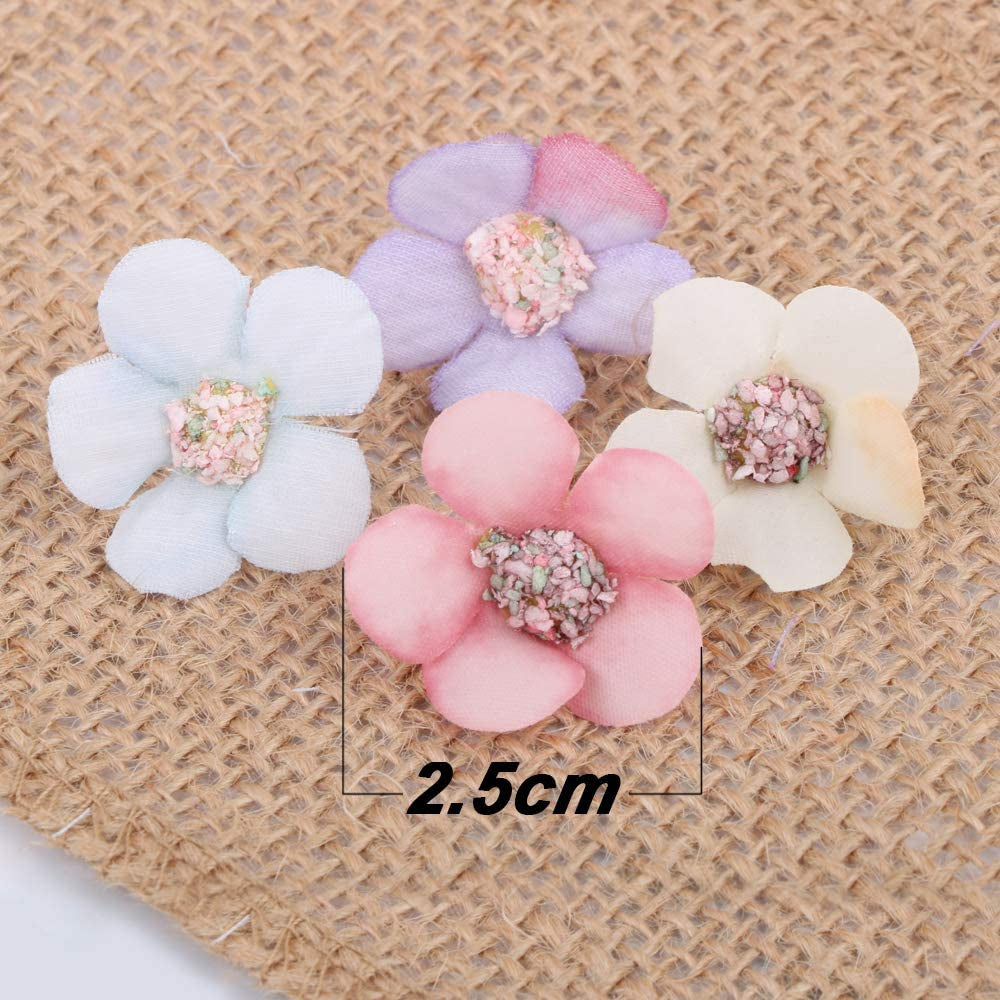 80Pcs Artificial Daisy Flower Heads Multicolor Small Silk Daisy Flowers Handmade DIY Flower Decorations for Home Wedding Wreath Scrapbooking Craft Accessories, 2Cm