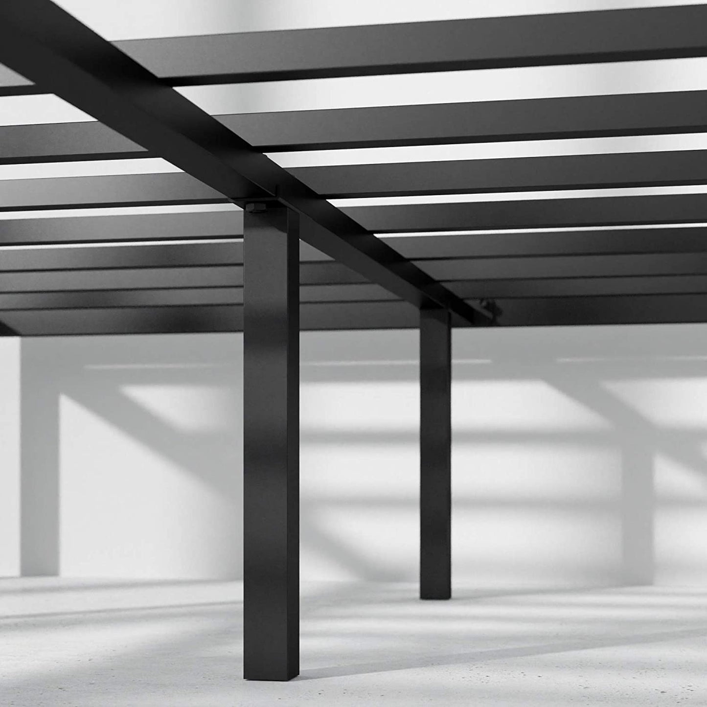Van 41 Cm Metal Platform Bed Frame | Steel Slat Support | Easy Assembly | under Bed Storage | Double | Black