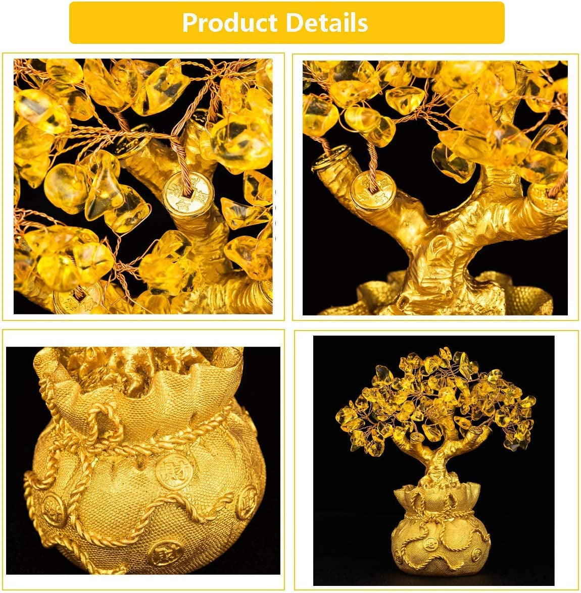 Feng Shui Money Tree Office Home Table Feng Shui Decoration Crystal Money Tree for Wealth and Good Luck