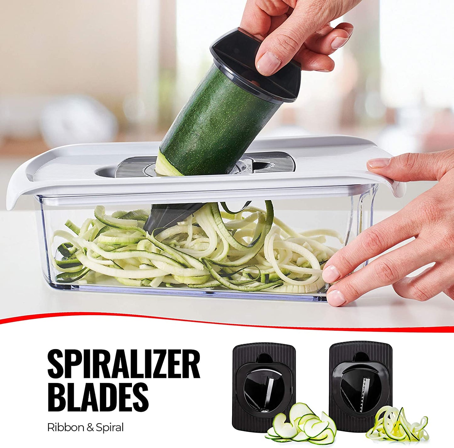 11-In-1 Mandoline Vegetable Slicer Spiralizer - Kitchen Mandolin Slicer Food Slicer Veg Slicer - Mandoline Slicer Professional Onion Potato Salad Julienne Egg Slicer Cheese Grater Zester Juicer Peeler