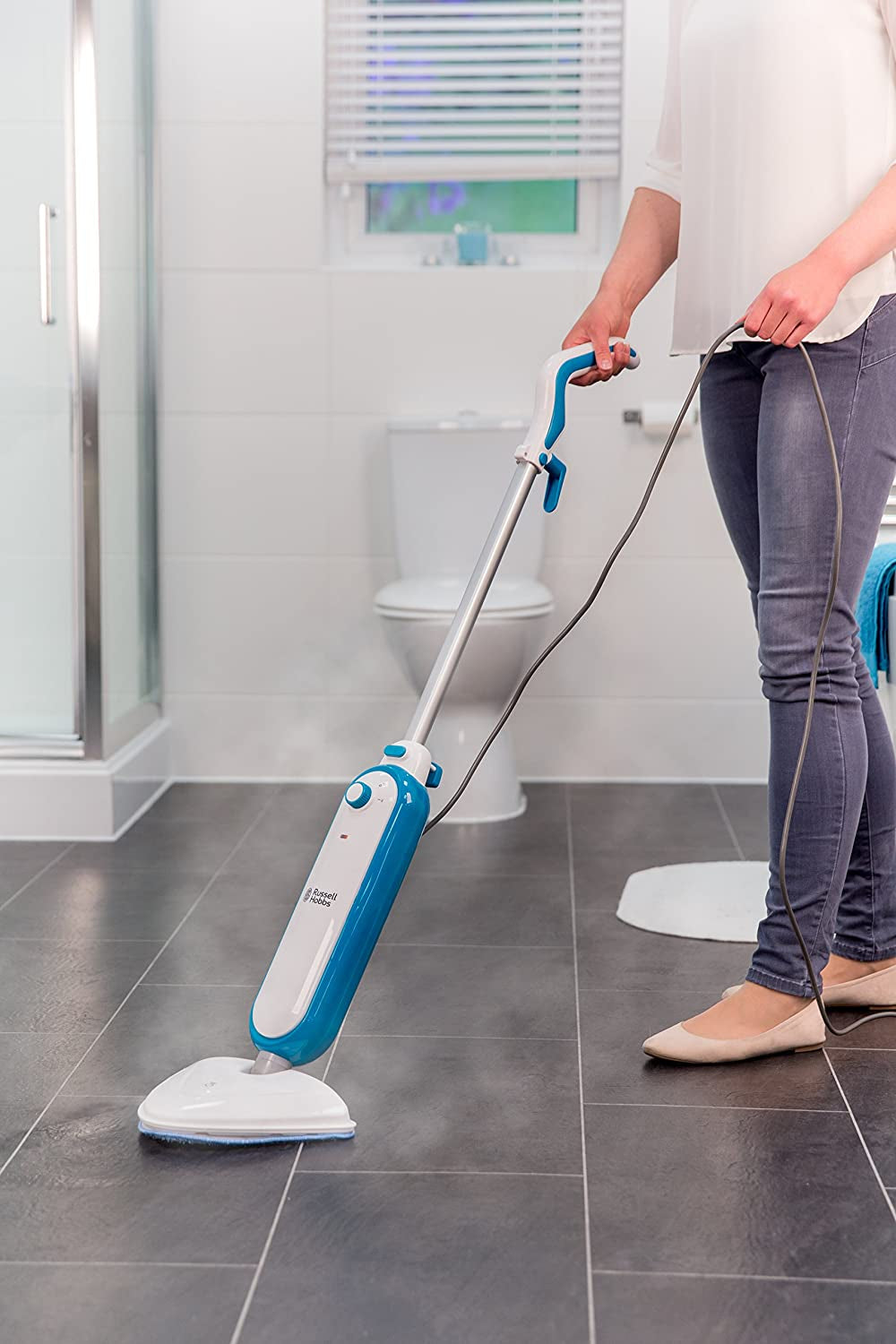 RHSM1001-G Steam and Clean Steam Mop White & Aqua - Free 2 Year Guarantee