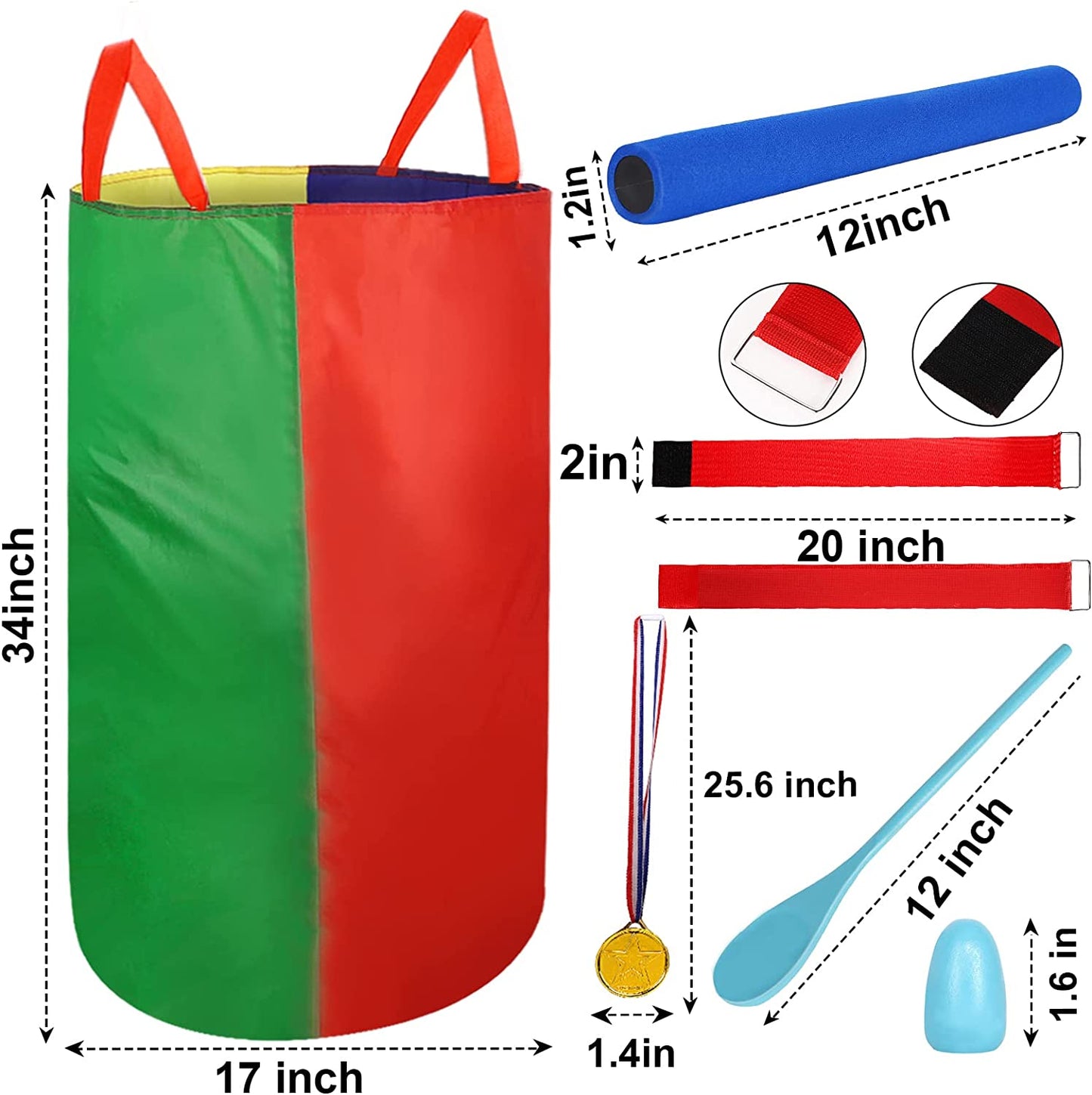 4-8 Player Potato Sack Race Bags Backyard Games for Kids and Adult, Field Day Birthday Party Outdoor Games for Kids Family,Carnival Games,Egg and Spoon Race,3 Legged Race,Relay Batons,Game Prizes