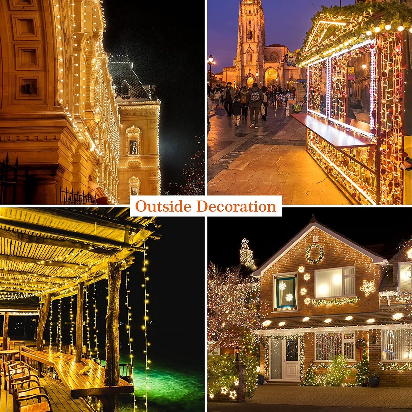 Elktry 1000LED 100M Christmas Lights Outdoor, Warm White Christmas Tree Lights Mains Powered,8 Modes Waterproof Cluster Christmas Lights for Christmas Party Wedding Garden Bedroom Decoration