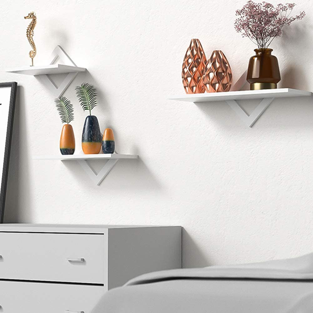 White Floating Shelf, 3 Sets of White Wall-Mounted Shelves, Modern Home Decoration Storage Shelf, with Invisible Accessories, Suitable for Bathroom, Bedroom, Office, Living Room, Kitchen, Etc