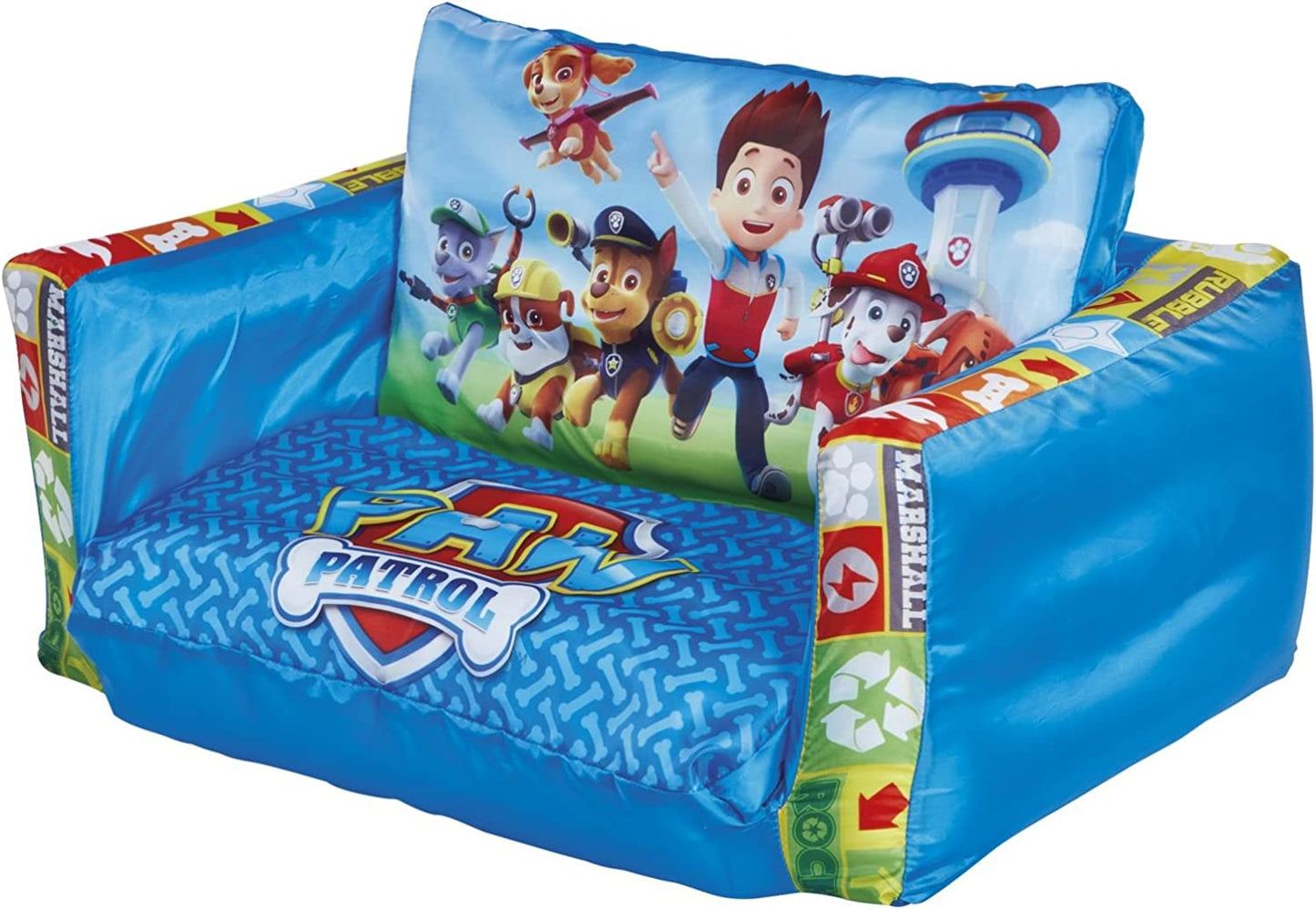 2 in 1 Inflatable Flip Out Mini Sofa and Lounger, Fabric, Blue, 105X68X26 Cm