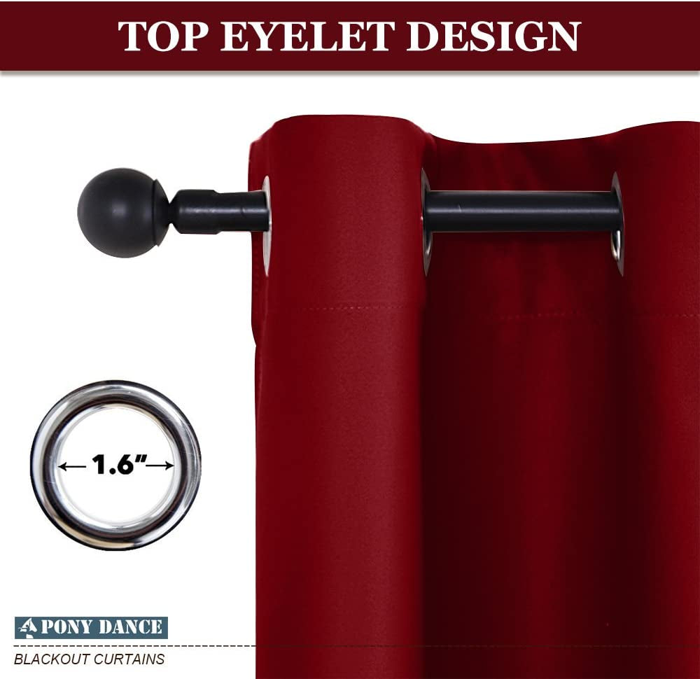 Eyelet Thermal Curtains - 54 Drop Blackout Curtain for Home Decoration Kitchen Window Treatment Short Panels for Bedroom, 1 Pair, 46 in Wide by 54-Inch Drop, Red