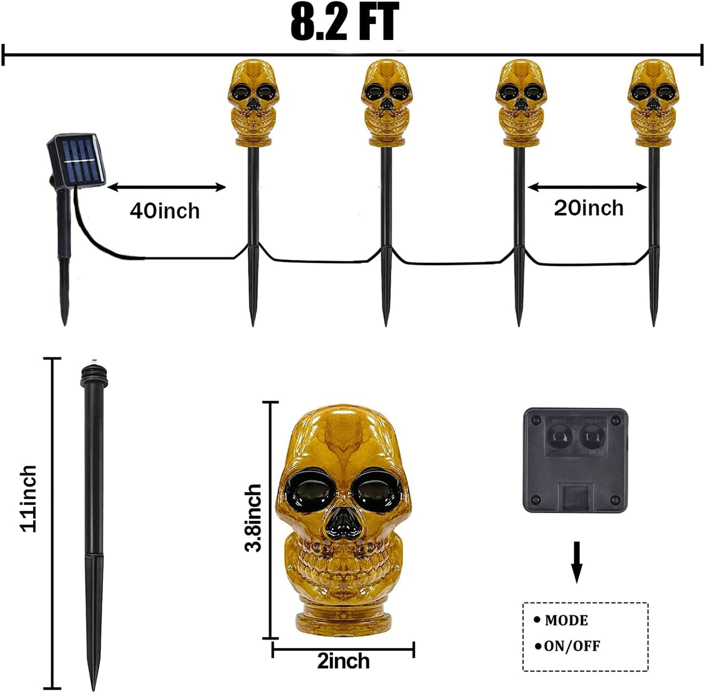 Halloween Decorations Solar Lights Outdoor, Purple Lighted Skeleton Skull Pathway Stake String Lights, 4 Pcs Halloween Yard Stakes Garden Solar Lights, Halloween Party Décor Walkway Lights