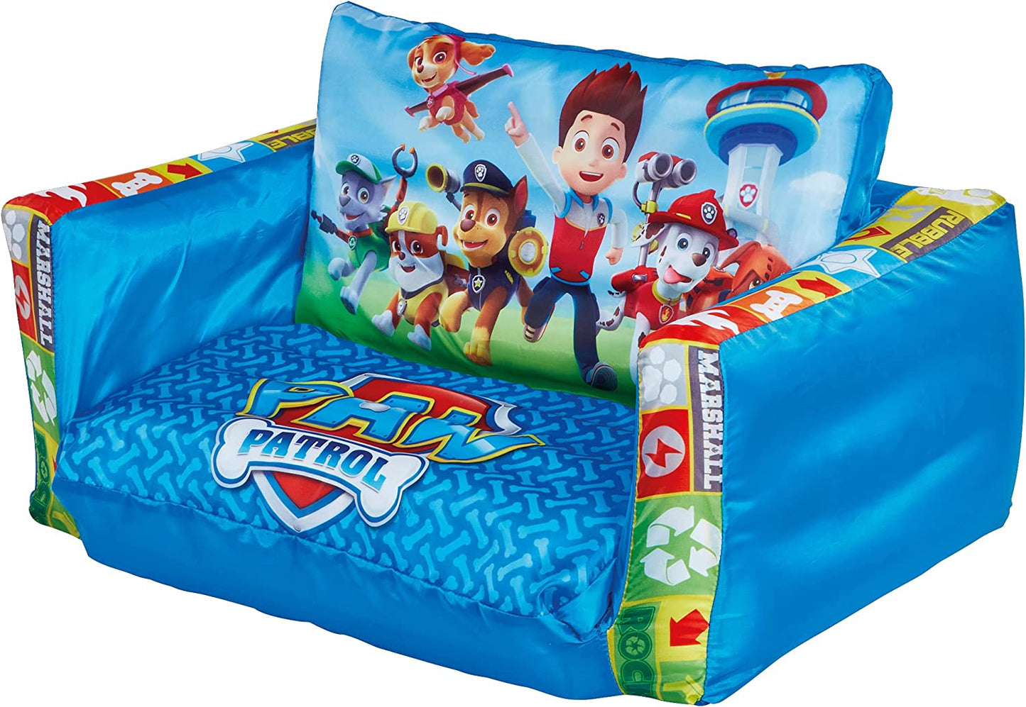 2 in 1 Inflatable Flip Out Mini Sofa and Lounger, Fabric, Blue, 105X68X26 Cm