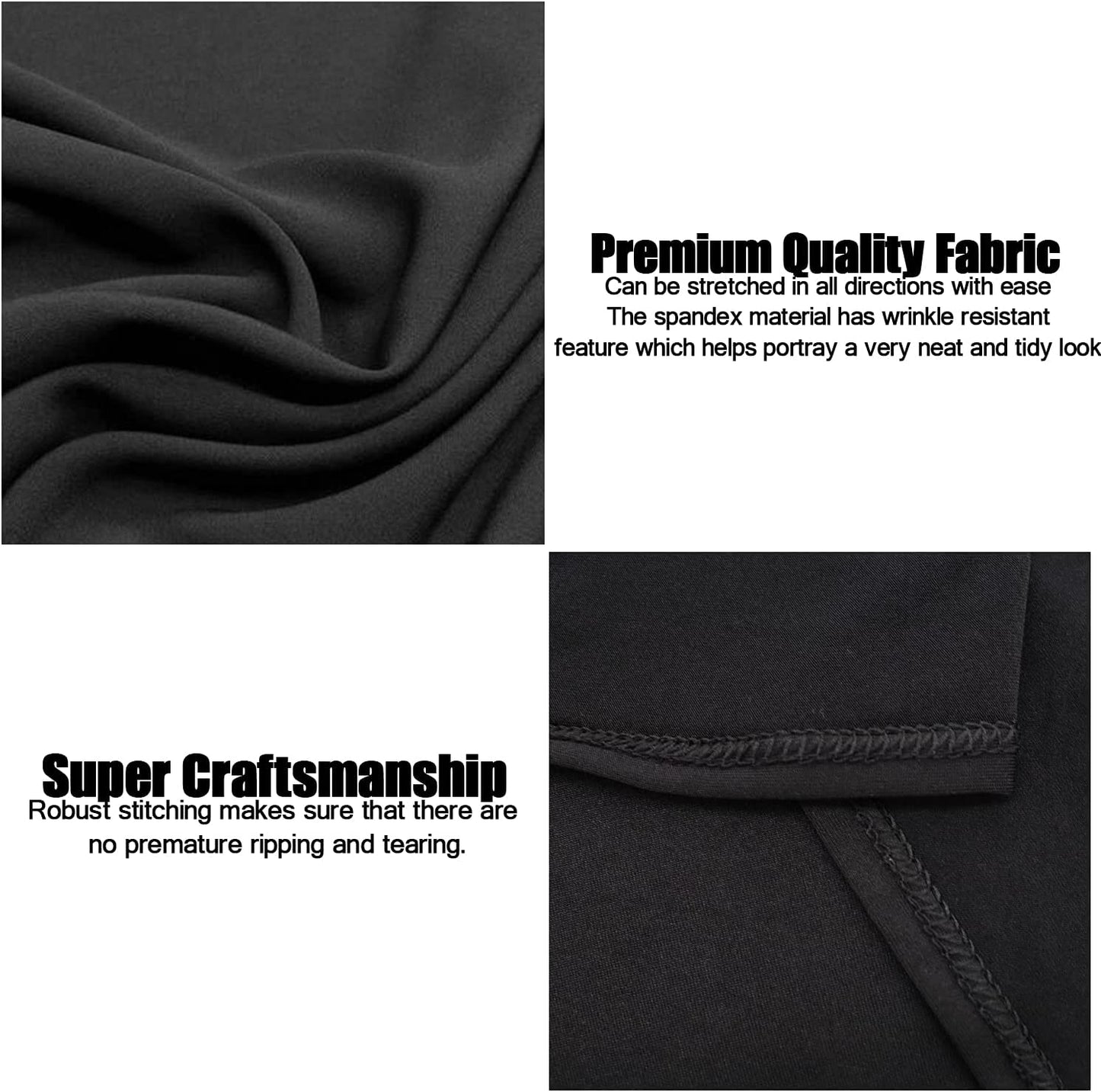 Stretchable Tablecloths 6Ft for Rectangle Tables with Open Back, Fitted Spandex Rectangular Patio Table Covers, Wedding, Party, Kitchen, Beauty Event Decoration-Black