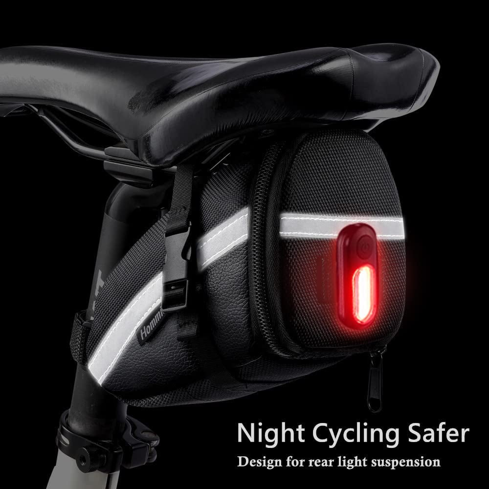 Bike Bag with 16 in 1 Repair Tool Kits, Bike Saddle Bag Waterproof, Bicycle Saddle Bag with Reflective Strip, MTB Saddle Bag with Puncture Repair Kit, Underseat Bike Bag,Bicycle Tool Bag,Black