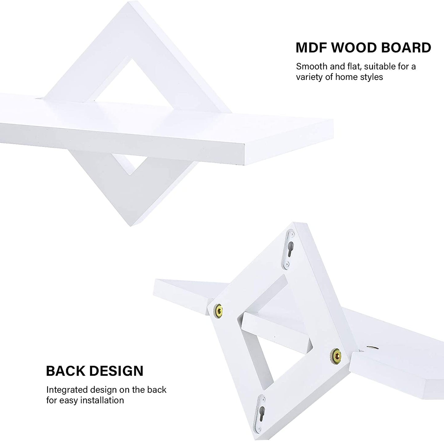 White Floating Shelf, 3 Sets of White Wall-Mounted Shelves, Modern Home Decoration Storage Shelf, with Invisible Accessories, Suitable for Bathroom, Bedroom, Office, Living Room, Kitchen, Etc