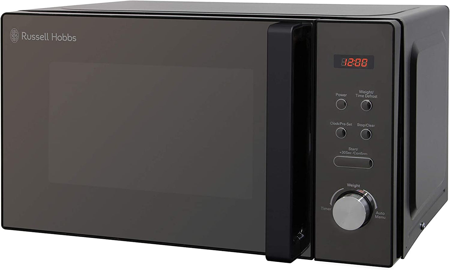 RHM2076B 20 Litre 800 W Black Digital Solo Microwave with 5 Power Levels, Automatic Defrost, 8 Auto Cook Menus, Clock & Timer, Easy Clean