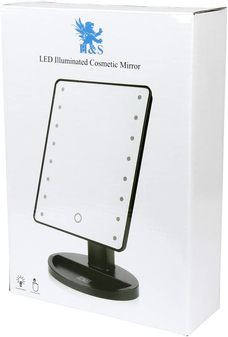 H&S Makeup Mirror with Light/Led Light up Mirror/Vanity Mirror with Lights / 10X Magnifying round Make up Mirror LED Lighted Illuminated Cosmetic Mirror with Lights Desk Free Standing Portable