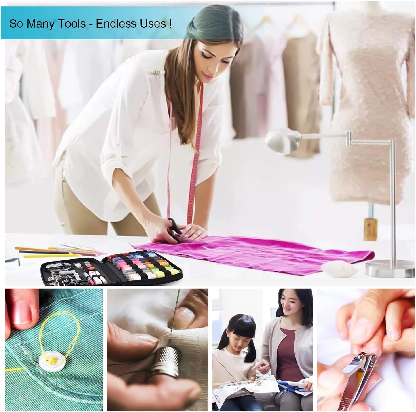 Sewing Kit, Small Sewing Kit 113 Piece Sewing Accessories with Zipper Case, for Home,Travel,Emergency,Adults and Beginners,With Mending,Scissors,Needles and Thread Kits Tape Measure Etc