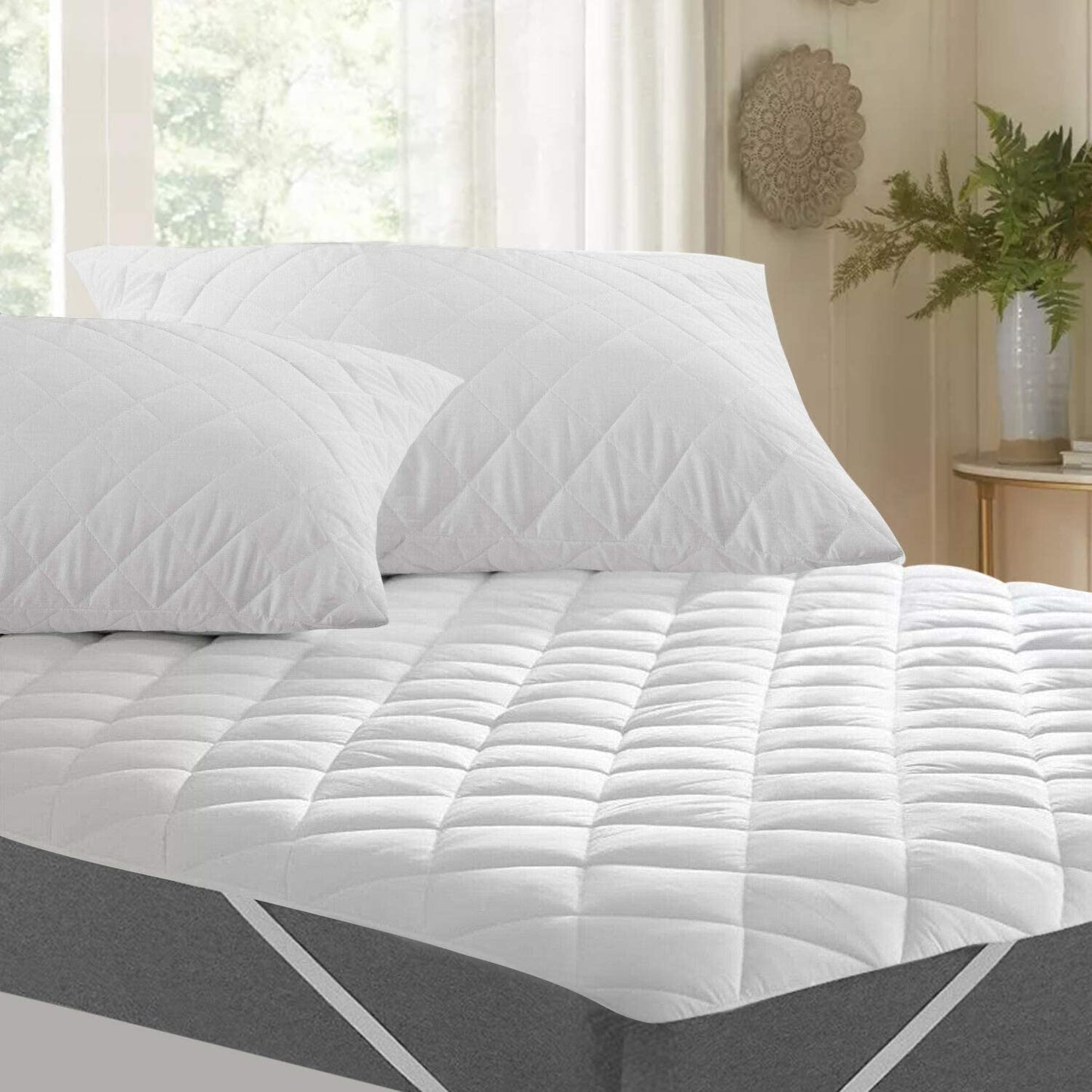 Single Mattress Protector 30 CM Extra Deep anti Allergy Microfiber Fitted Mattress Cover Single Bed (Strap (92 X 193 Cm))