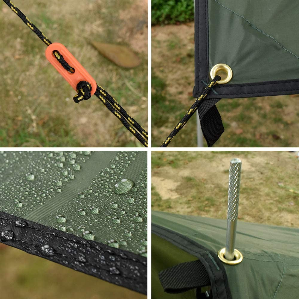 Camping Tarp, Waterproof Hammock Tarp Rain Fly Lightweight Tent Tarp Shelter with LED Light for Camping Hiking Backpacking Traveling