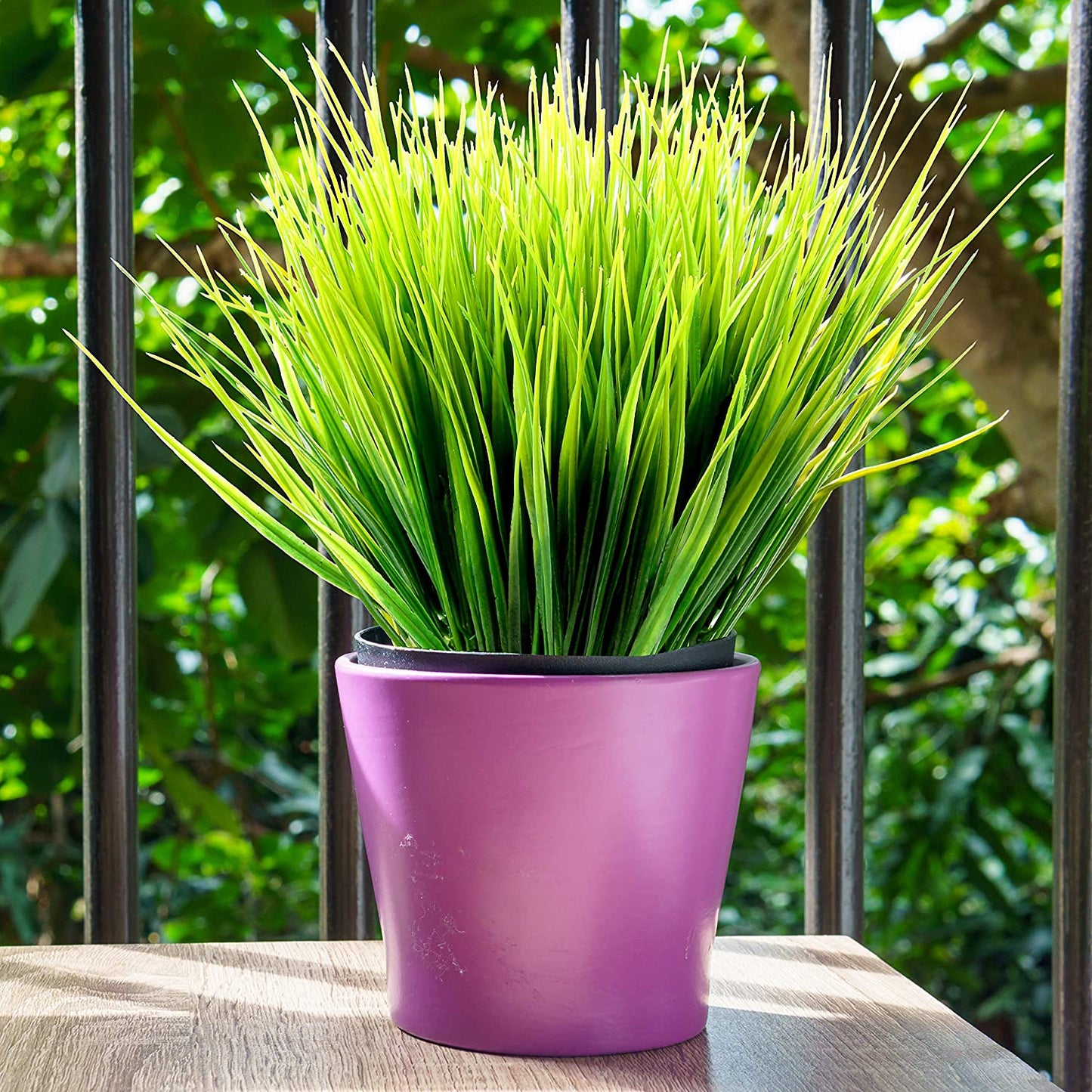 12 Bundles Artificial Plants Grass Plastic Greenery Shrub Bushes Plastic Wheat Grass for Indoor Outdoor Home Garden Decoration