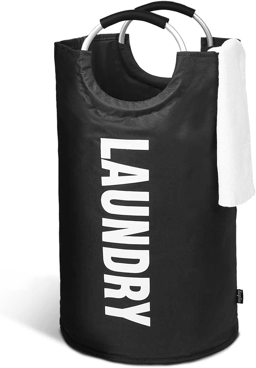 Collapsible Large Laundry Basket - Black, 82 L | Foldable Hamper Basket | Easy to Carry Washing Baskets for Laundry | Clothes Hamper for Kids Bedroom, Bathroom, Nursery, Utility Room