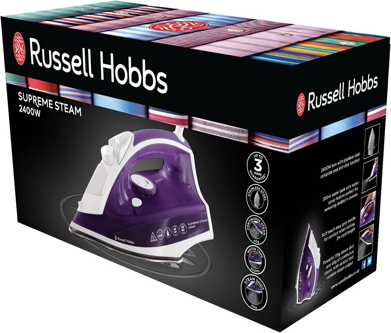 Supreme Steam Traditional Iron 23060, 2400 W, Purple/White