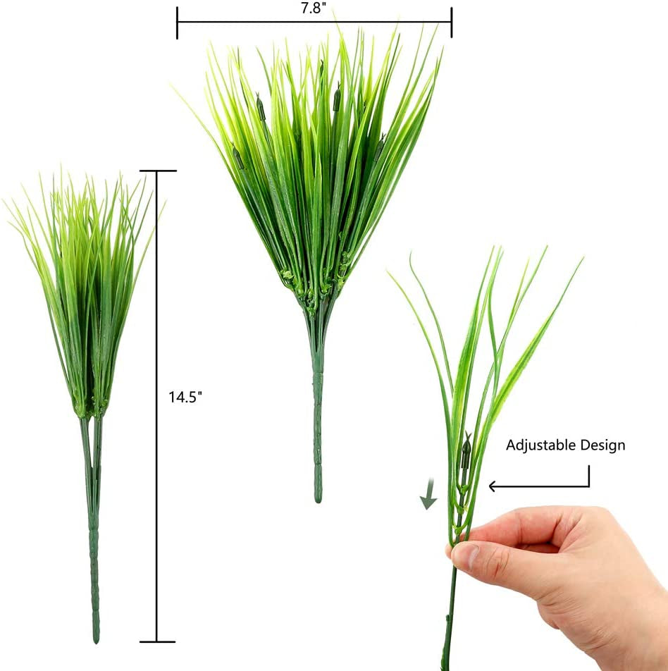 12 Bundles Artificial Plants Grass Plastic Greenery Shrub Bushes Plastic Wheat Grass for Indoor Outdoor Home Garden Decoration