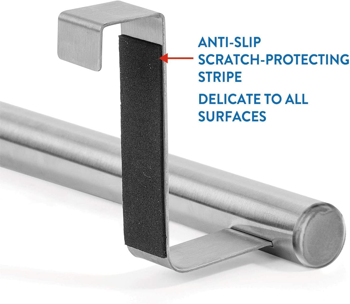 Horizon – over the Door Towel Rail – Towel Holder for Cupboard Drawer Cabinet – Kitchen and Bathroom – anti Slip Scratch Protecting Stripe