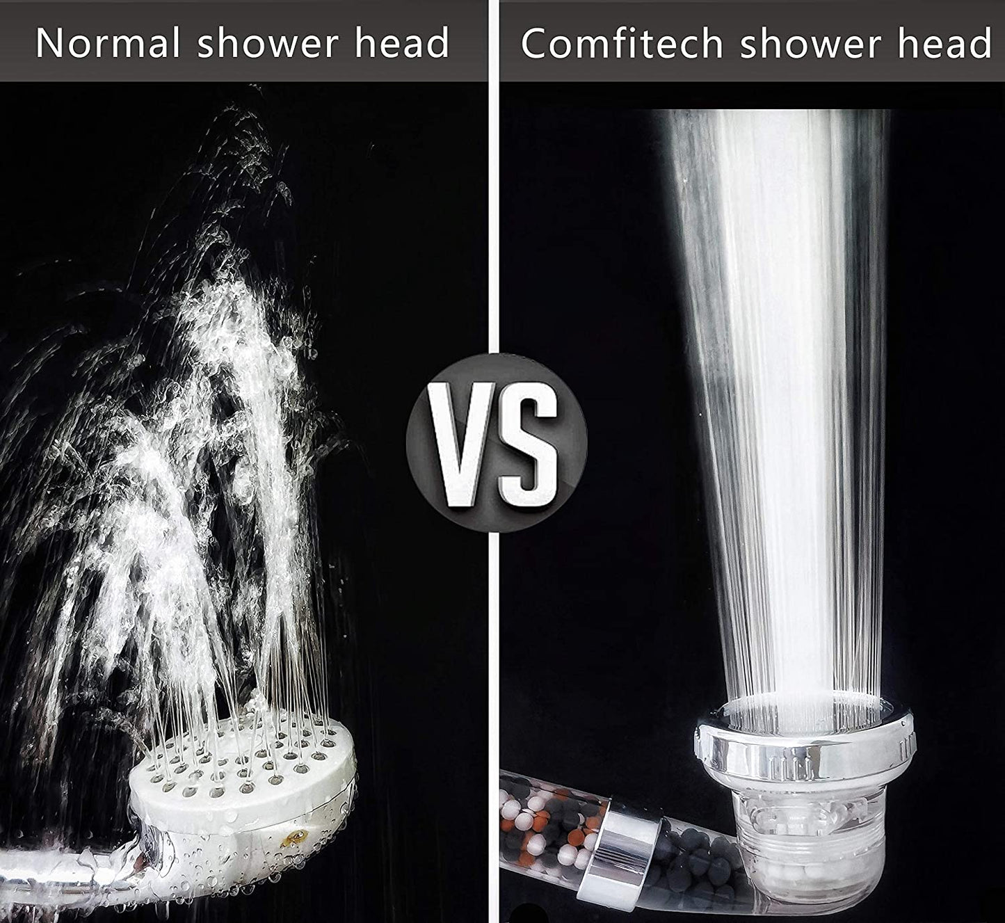 Shower Head, Ionic Shower Head with 2M Shower Hose, Filter Shower Head for Hard Water to Increase Pressure 3 Modes Spray Function Contains Extra Replaceable Filter Beads