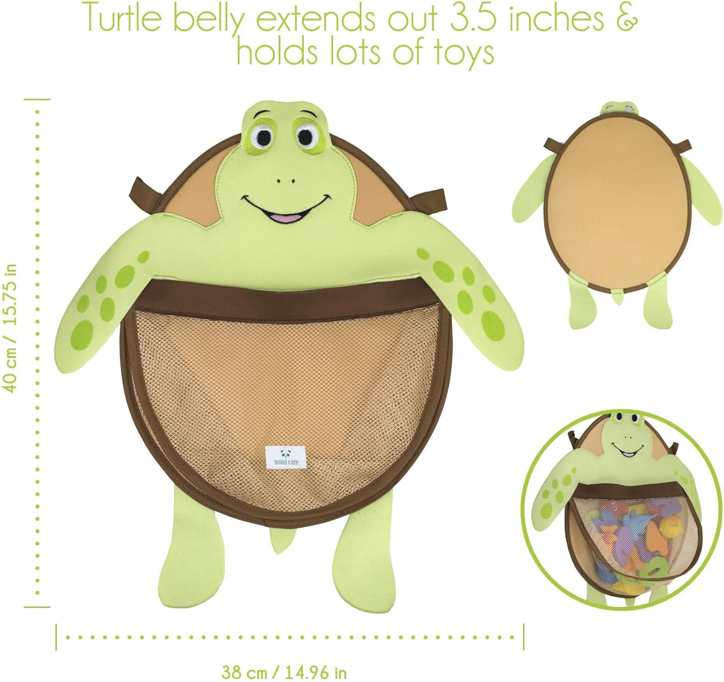 Bath Toy Storage Organiser | Bath Toy Holder W/ Bath Toy Net | Bath Net for Toys for Babies | Large Hanging Bath Toys Storage Bag | Turtle Mesh Net Basket | Two Extra Strong Suction Cups