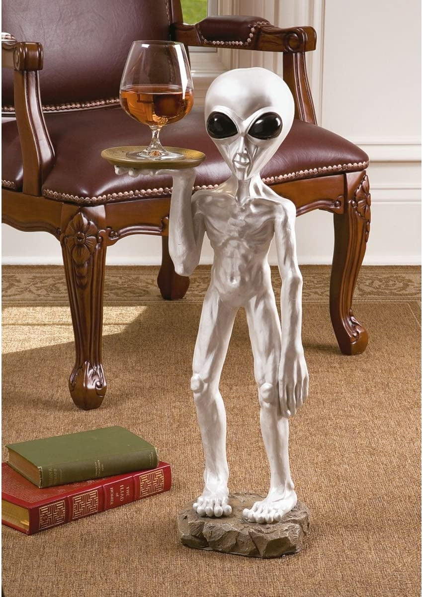 Roswell the Alien Butler Pedestal Table, 66 Cm, Polyresin, Full Colour