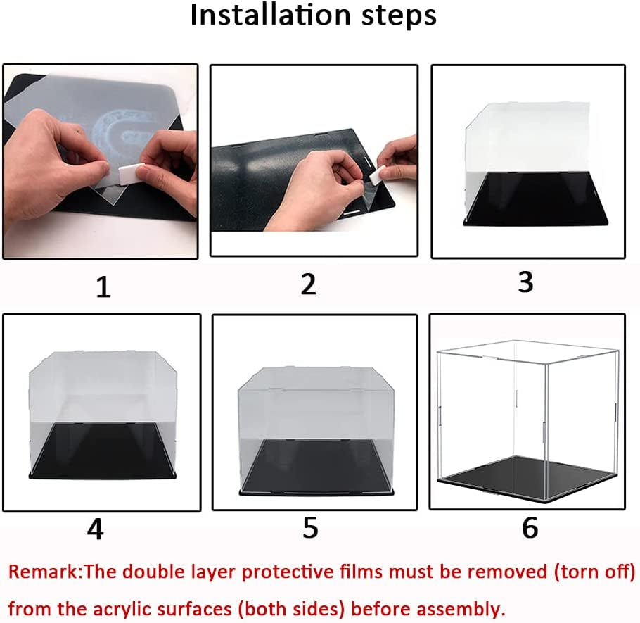 Self-Assembly Acrylic Display Case,Football Display Case,Dustproof Showcase,Countertop Box for Pop Figures Toys Collectibles,Football Basketball Volleyball Display Case(10X10X12 Inch; 25X25X30Cm)