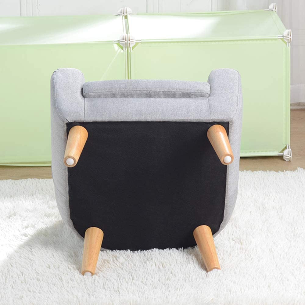 Single Linen Fabric Kids Armchair, Toddler Sofa and Couch with Wooden Legs, Gift for Children under 4 Years Old