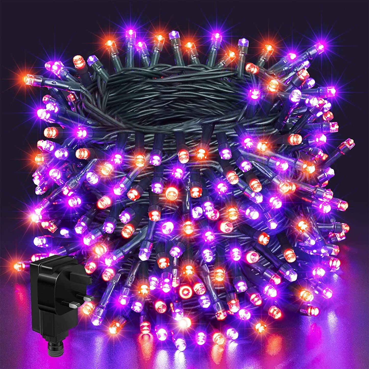 Ollny Halloween Decorations Lights Outdoor - 24M 240LED Orange Purple Christmas String Lights with 8 Modes/Timer - Waterproof Fairy Lights Plug in for Indoor Halloween Party/Garden/Tree/Window Decor