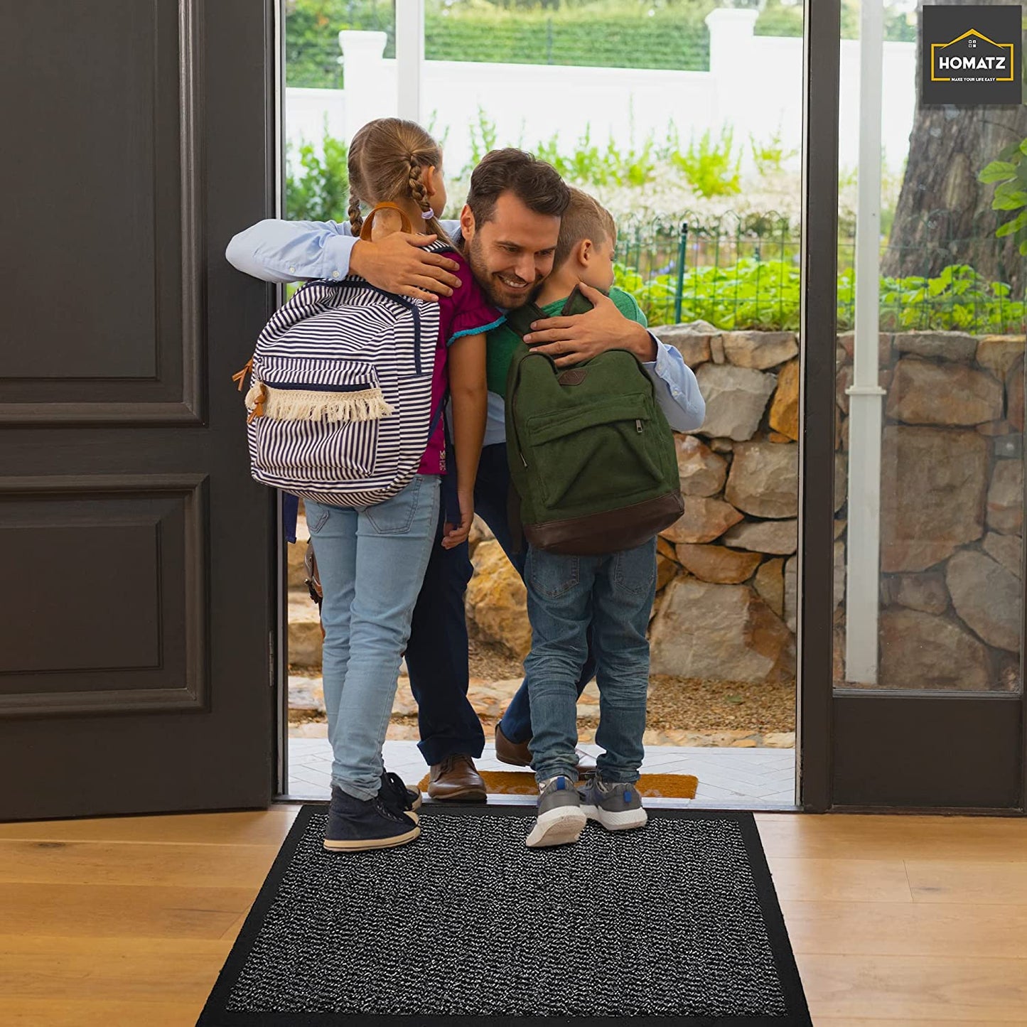 Door Mat for Indoor & Outdoor - Heavy Duty Rubber, Floor and Kitchen Mats - Non-Slip, Washable and Dirt Trapper Doormats Super Absorbent Barrier Mat 40X60Cm, Grey