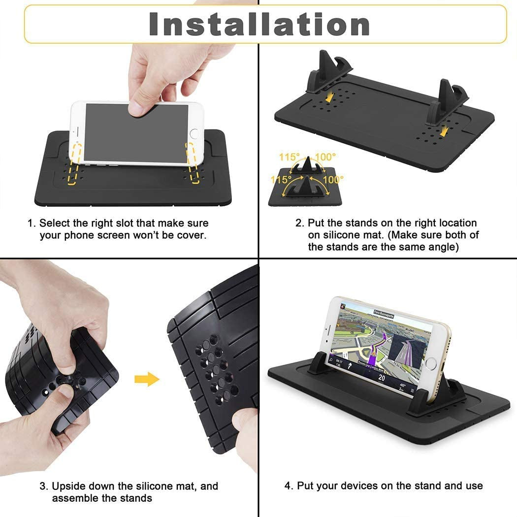 Dashboard Car Phone Mount Holder Dash Mat Non-Slip Silicone Pad Cell Phone Sat Nav Holder Car Cradle Mount All Vehicles Phones GPS