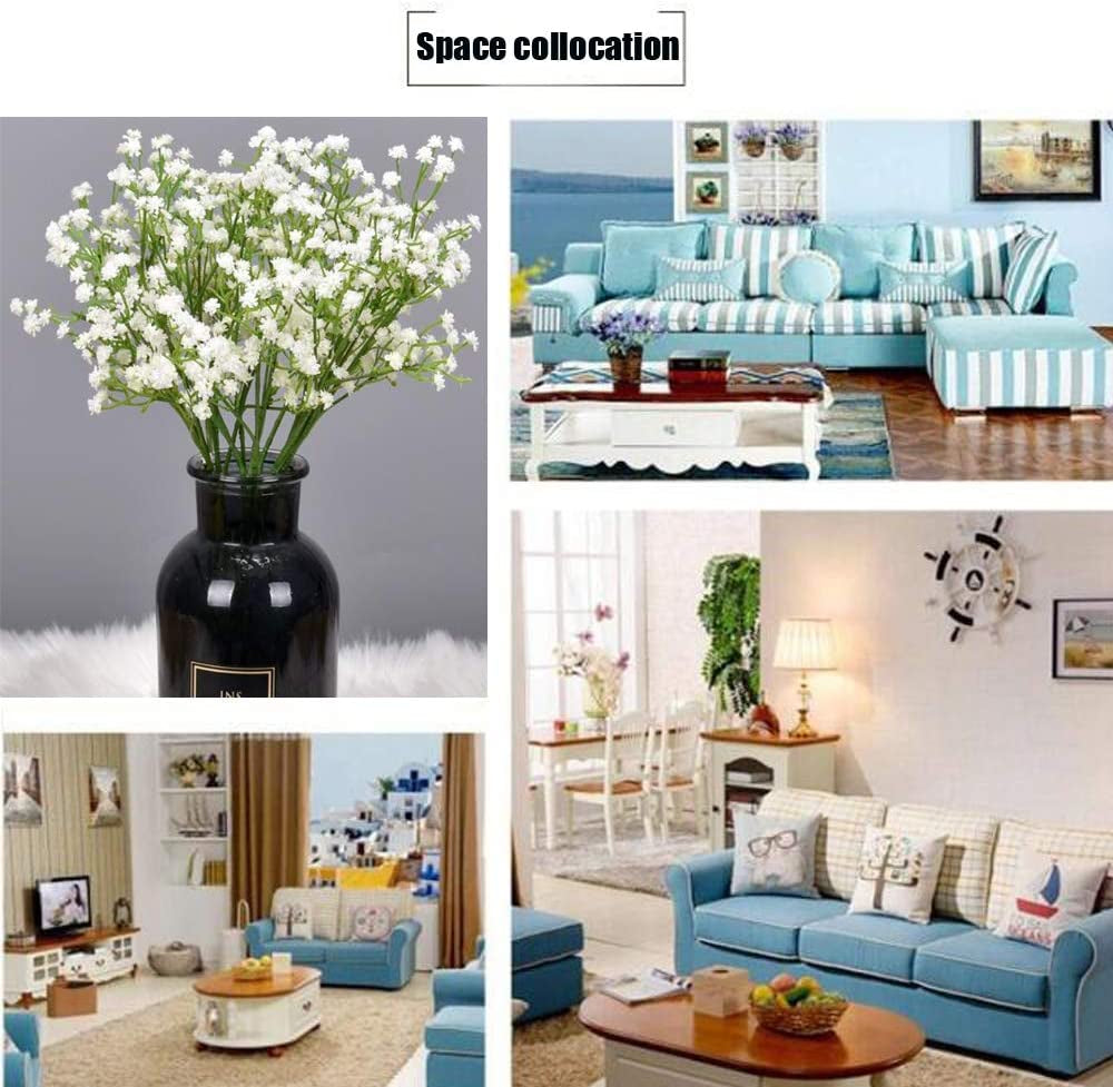 5Pcs Artificial Flowers, Fake Flowers Silk Plastic Artificial Gypsophila Realistic Flower Arrangements Wedding Decoration Table Centerpieces(White)
