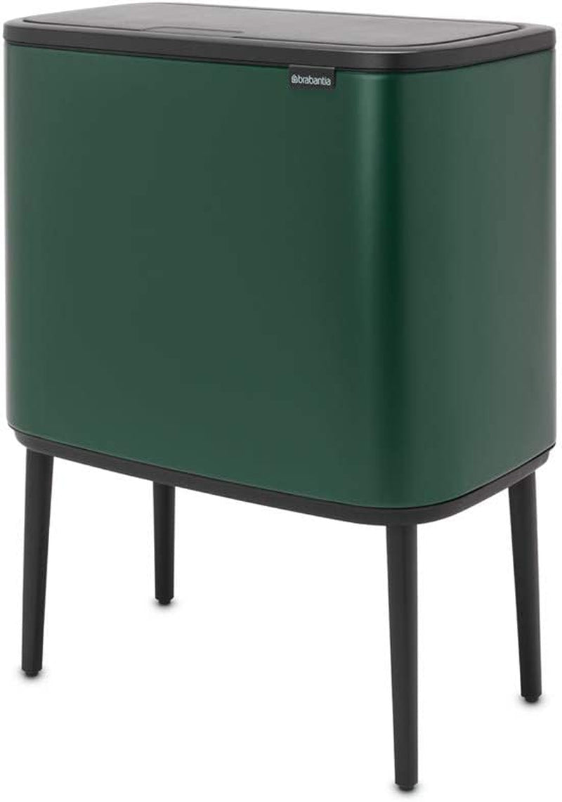 Bo Touch Bin - 11L + 23L Inner Buckets (Pine Green) Waste/Recycling Kitchen Bin with Removable Compartments + Bin Bags