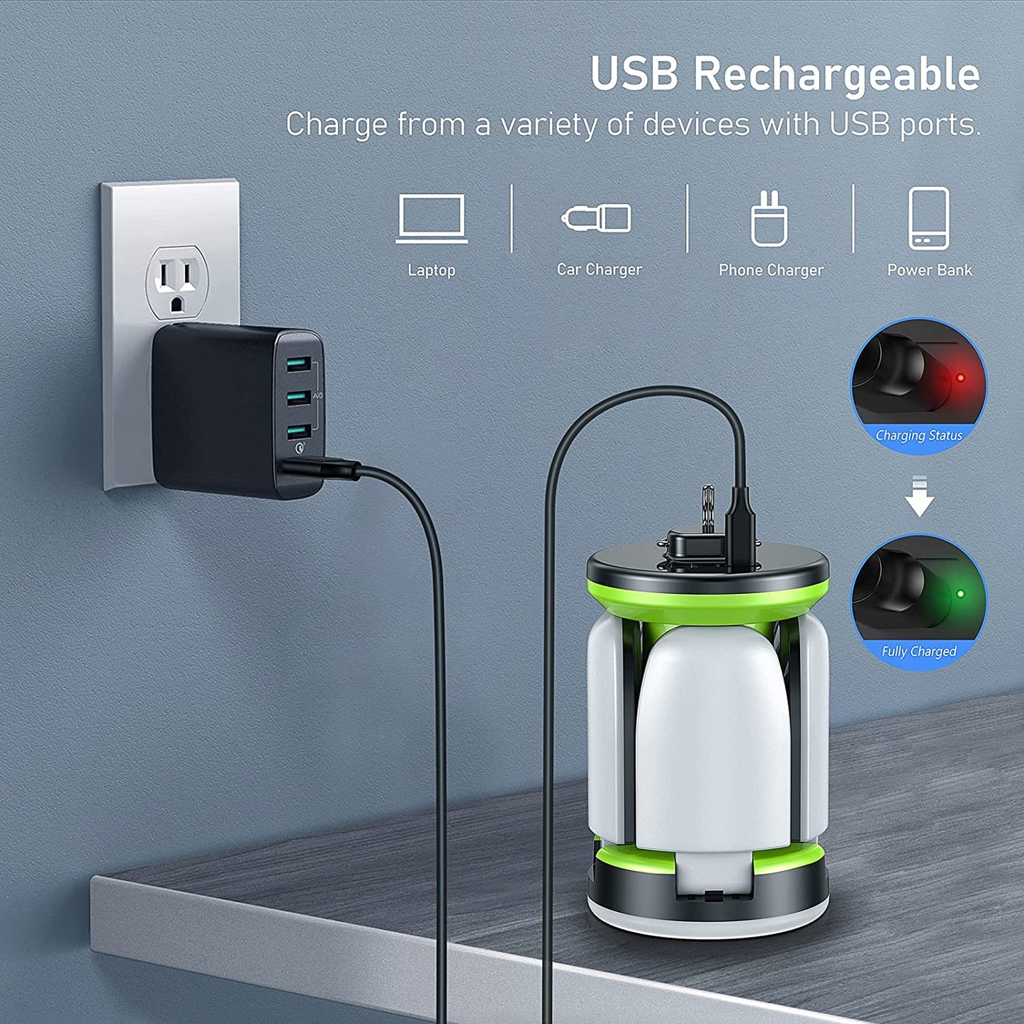 Camping Lantern Rechargeable, Camping Lights Lamp - 7 Light Modes 60 LED Ultra Bright LED Tent Light 10+ Hrs Battery Life for Camping, Emergency, Fishing, Hiking Etc.