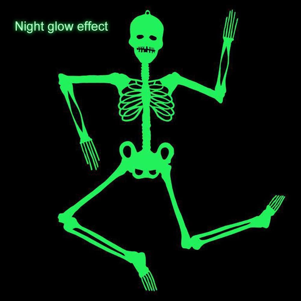Halloween Hanging Luminous Skeleton Decorations - 2PCS 36Inch Full Body Glow-In-The-Dark Skeleton for Halloween Party Bar Wall Sticker Decorations Outdoor Yard Garden Hanging Ornaments Props