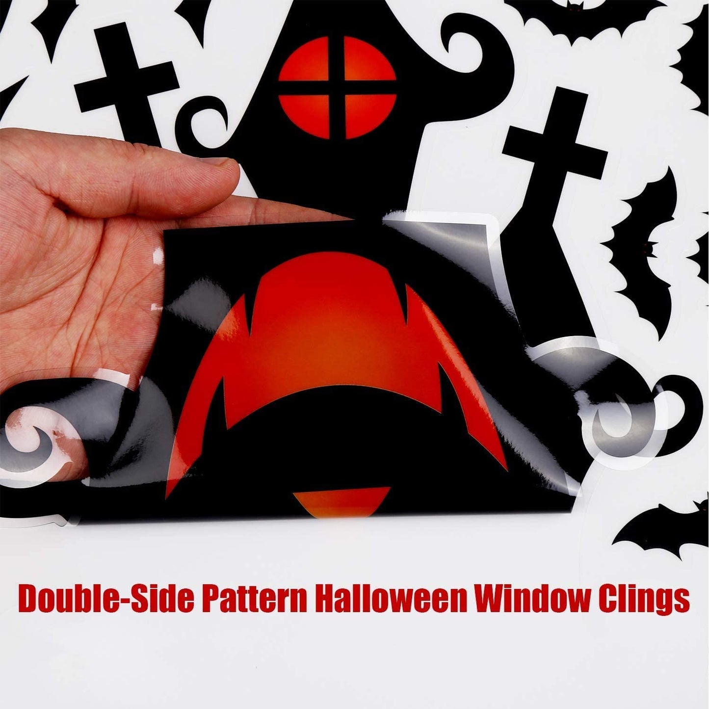 Halloween Window Clings Stickers, 7Sheet Halloween Bats Spiders Window Cling Sticker Decal for Halloween Window Decoration