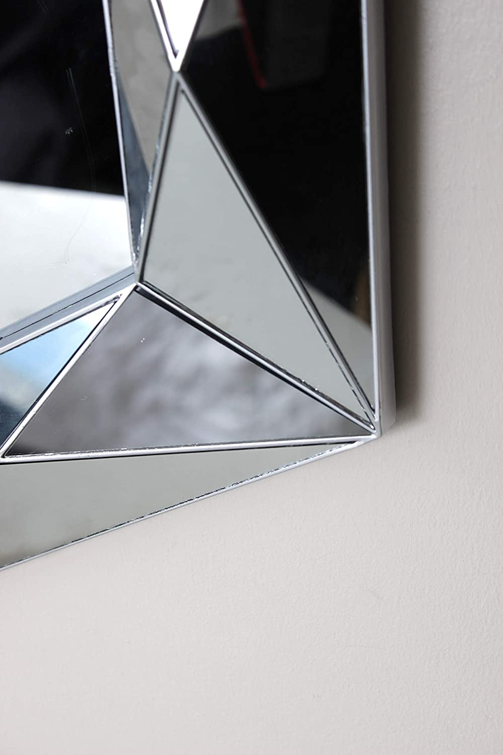 ® Large Bevelled Silver Wall Mirror Wall Mounted Home Decor Living Accessories Decorative Modern Sunburst Jewel Hallway Bedroom Bathroom Circular Mirrors Faceted round Mirror
