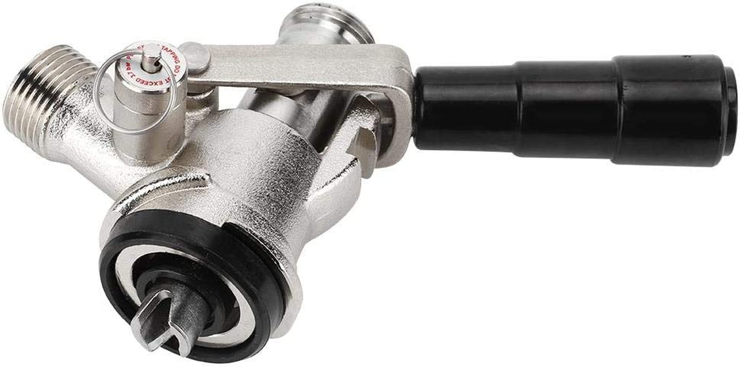 S Type Keg Coupler, Beer Keg Taps with Safety Pressure Relief Valve Beer Dispenser Keg Coupler S Type System with Black Handle for Home Brewing System
