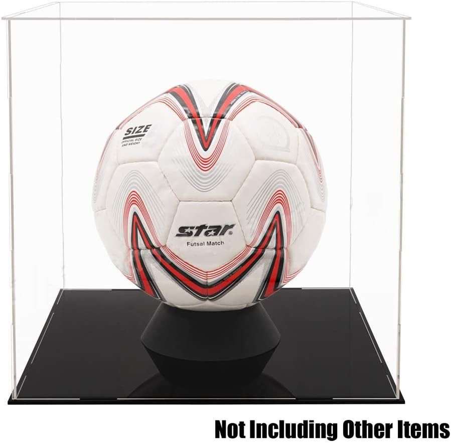 Self-Assembly Acrylic Display Case,Football Display Case,Dustproof Showcase,Countertop Box for Pop Figures Toys Collectibles,Football Basketball Volleyball Display Case(10X10X12 Inch; 25X25X30Cm)
