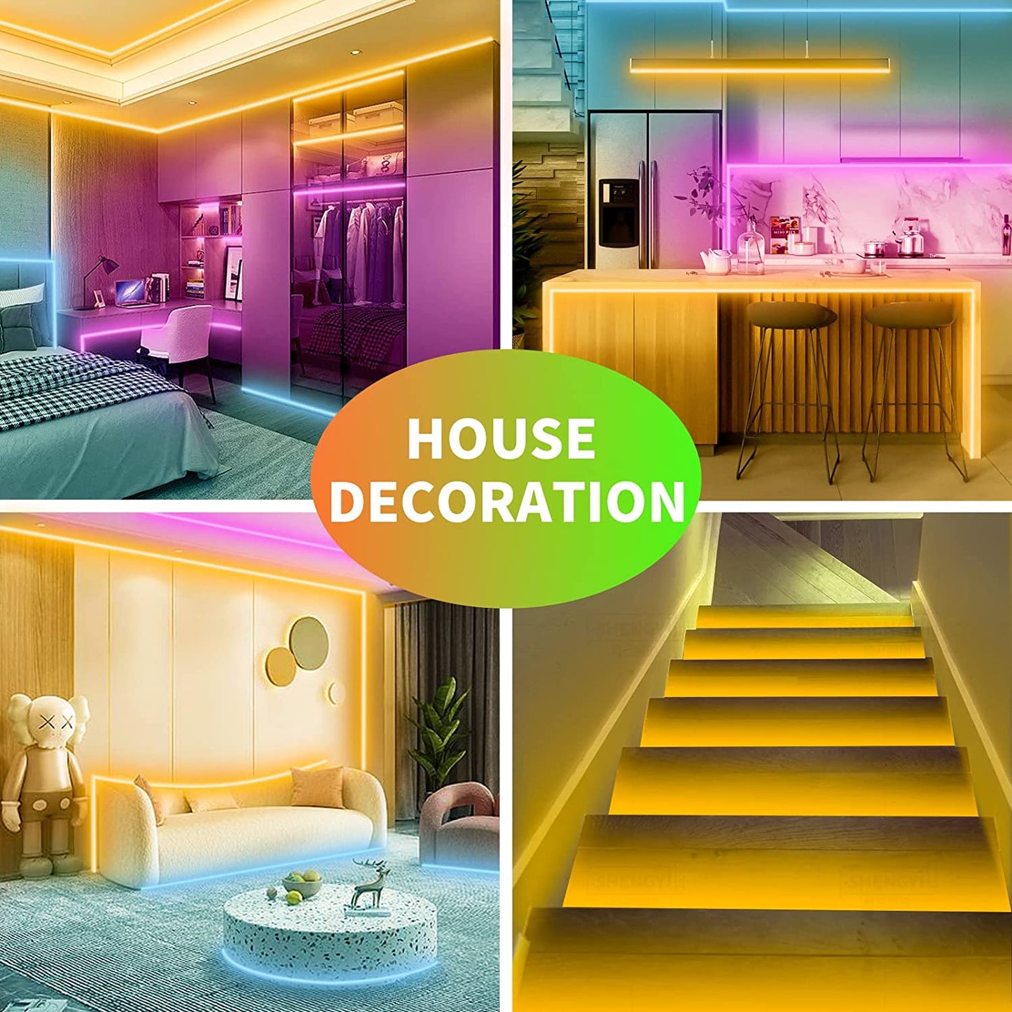 30M Led Strip Lights(2 Rolls of 15M) RGB Music Sync Color Changing, Led Lights with Smart App Control Remote, Led Lights for Bedroom Lighting Flexible Home Decoration