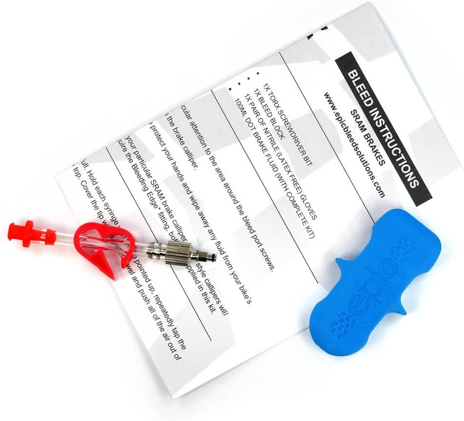 Epic SRAM Bleed Kit & DOT Fluid - Bleeding Edge Tool Included - Code, G2, Guide, Level, Etap HRD. Compatible with All SRAM Brake Models. 100Ml High Performance DOT 5.1 Brake Fluid Included