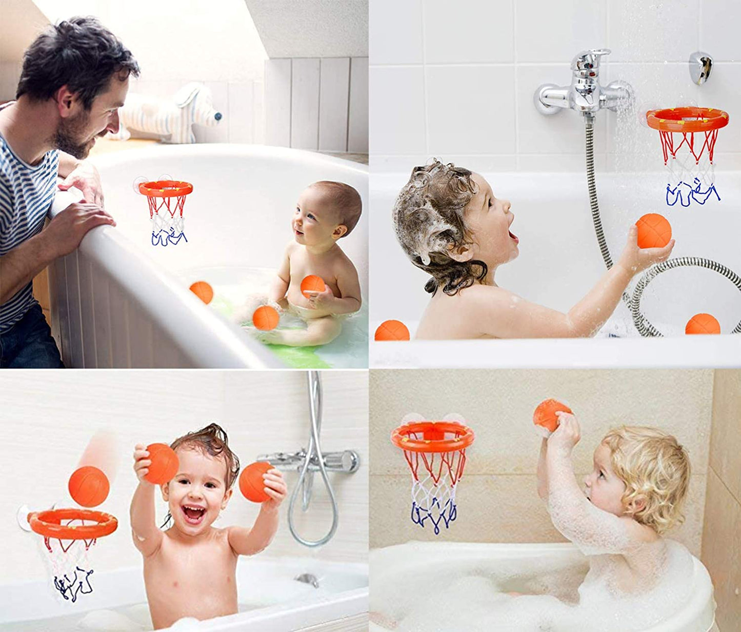 Bath Toy Fun Basketball Hoop & Balls Set for Boys and Girls Kid & Toddler Bath Toys Gift Set 3 Balls Included