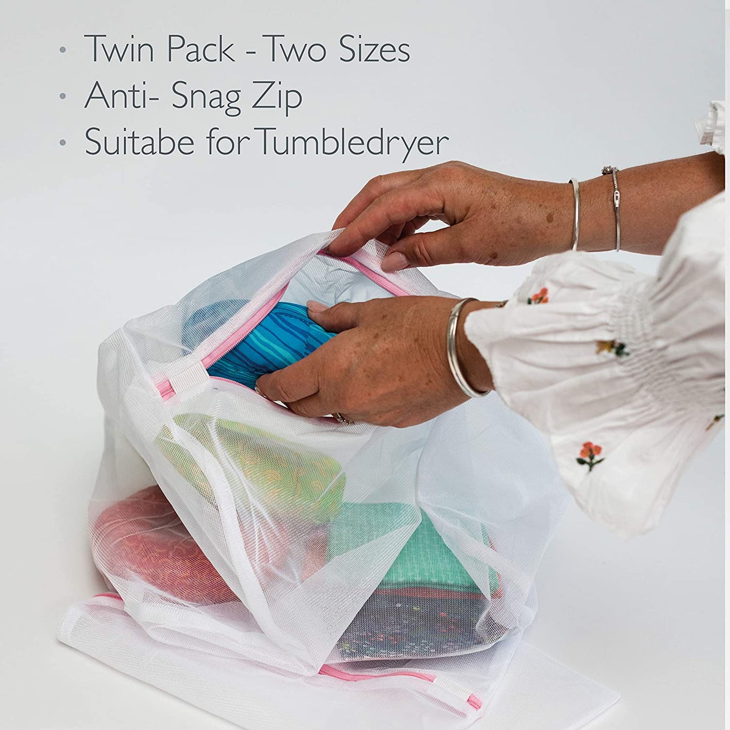 Washing Machine Bag, White, Twin Pack