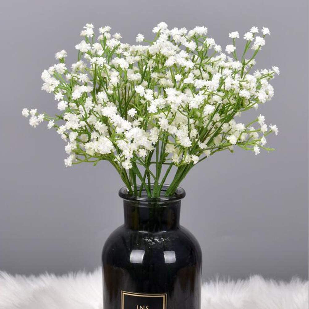 5Pcs Artificial Flowers, Fake Flowers Silk Plastic Artificial Gypsophila Realistic Flower Arrangements Wedding Decoration Table Centerpieces(White)
