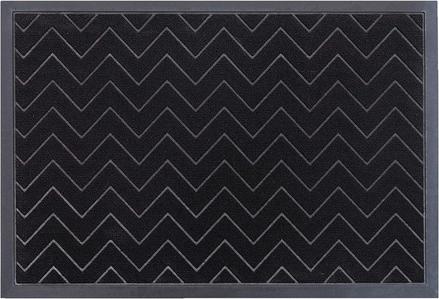 Amazon Brand - Heavy Duty Door Mat, Rubber Door Mats Outdoor & Indoor, Washable Welcome Mat, Durable Outdoor Mats for Front Door, Black, 40X60Cm